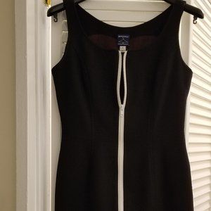 Geronimo Chic Sleeveless Cotton Dress- Black w/Full Front White Zip, Sz 6, New